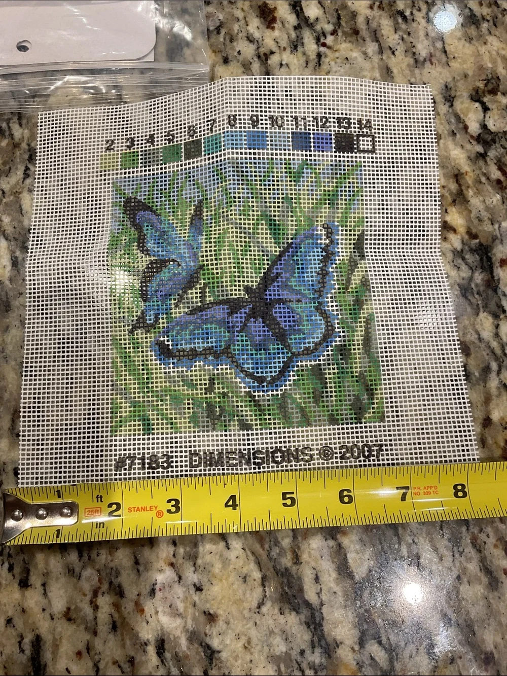 Dimensions Butterfly Duo Needlepoint 5x5” cotton thread
